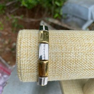 Gold and Silver Link Bracelet with Diamond Crystals